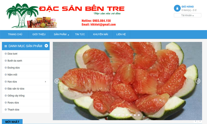 dự án thiết kế web, Đặc sản Bến Tre